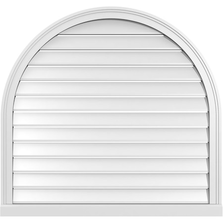 Round Top Surface Mount PVC Gable Vent: Functional, W/ 2W X 2P Brickmould Sill Frame, 38W X 36H